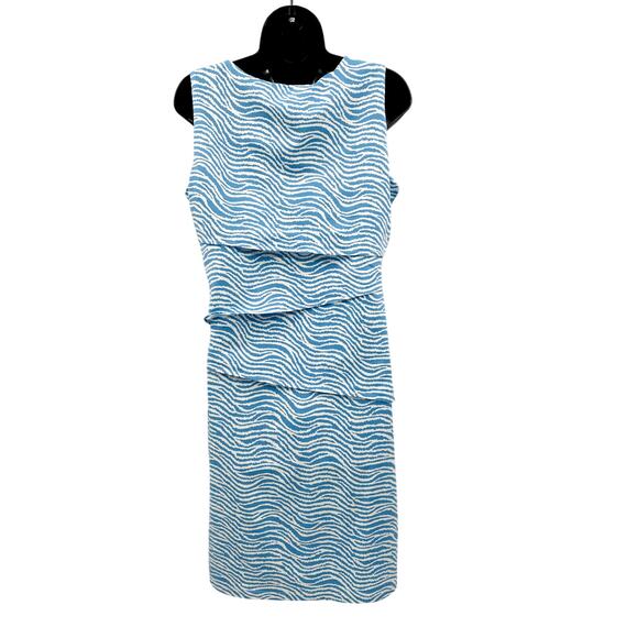 J. Mclaughlin M Nicola tiered blue striped shift dress - Picture 3 of 5